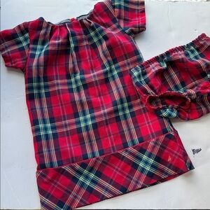 Nautica Red Plaid Christmas‎ Holiday Dress Short Sleeve Lined Bloomers Sz 24M